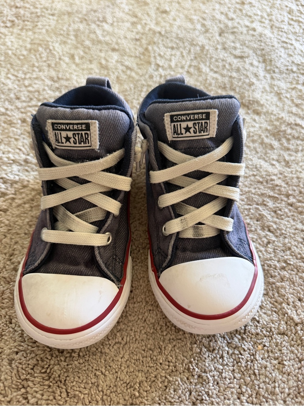 Converse Kids denim Canvas High-Top Sneakers with Red Trim
